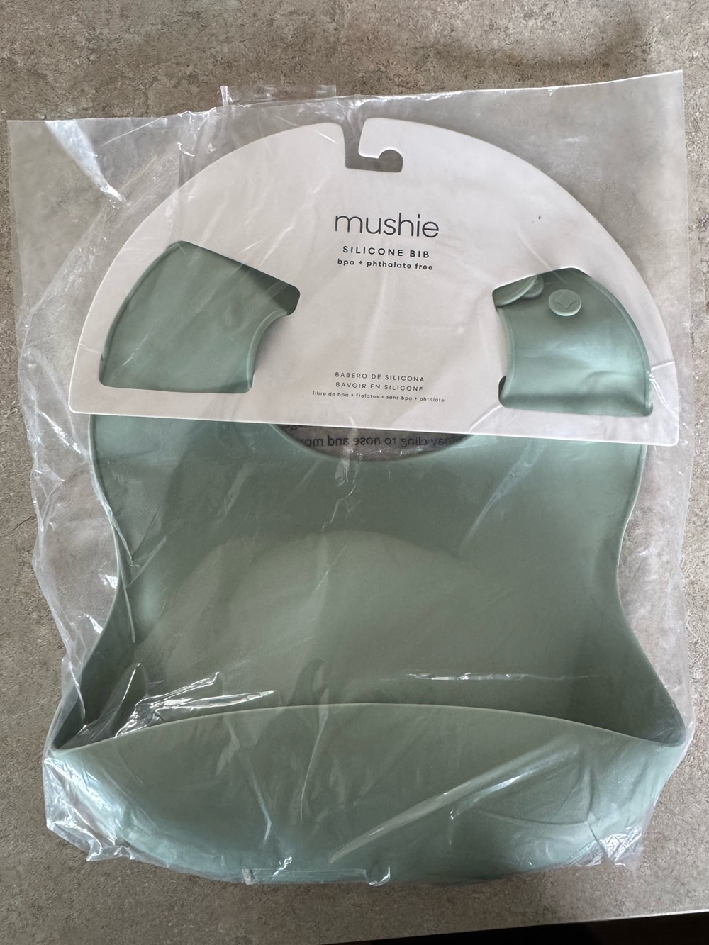 Mushie Silicone Baby Bib in Sage Green